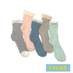Fashion Fuzzy Thick WInter Socks One Size Colorful Pastel Bright 5 PACK NEW‎